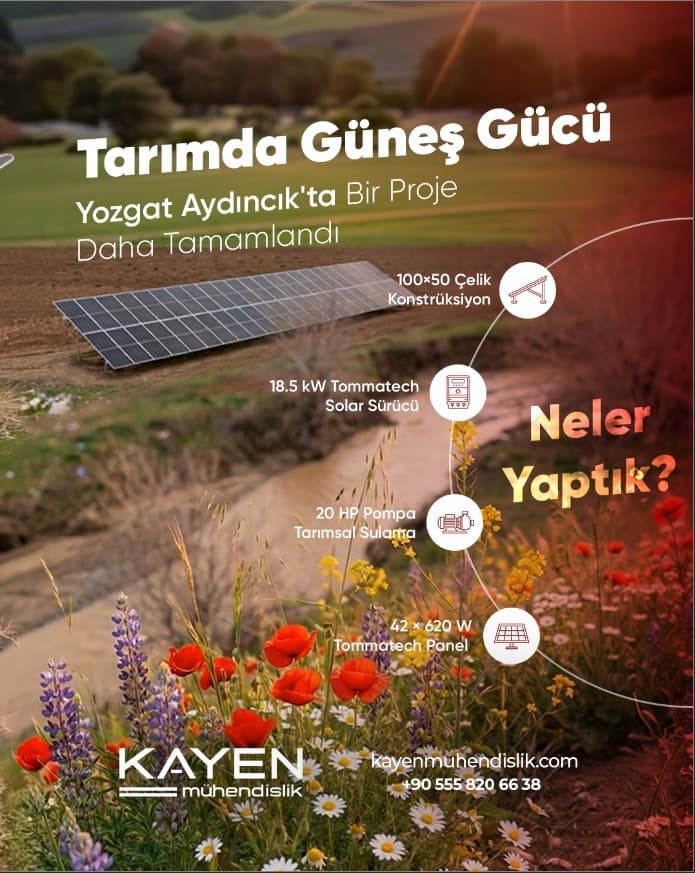 Yozgat Aydıncık'ta 20HP Pompa 42 Panel Tarımsal Sulama Sistemi